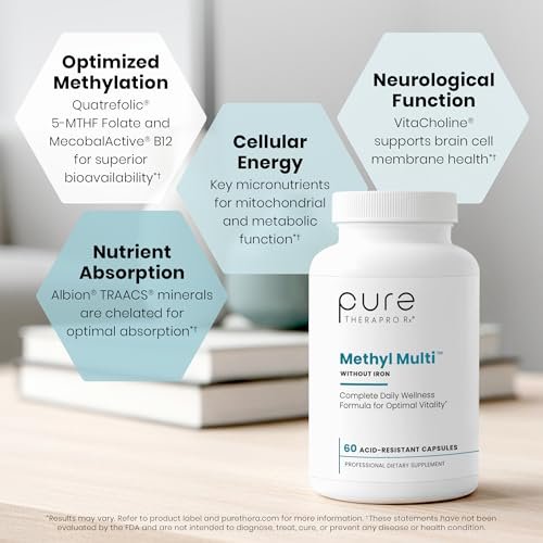 Pure Therapro Rx Methylierte Multivitamin für Männer und Frauen | Methyl Multi ohne Eisen + Methyl B12 & Methylfolat | Pharma-Qualität | 60 Kapseln, 1-Monatsvorrat