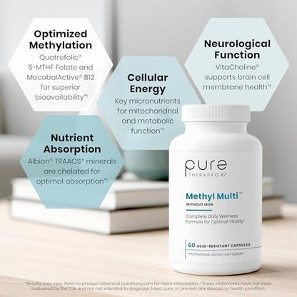 Pure Therapro Rx Methylierte Multivitamin für Männer und Frauen | Methyl Multi ohne Eisen + Methyl B12 & Methylfolat | Pharma-Qualität | 60 Kapseln, 1-Monatsvorrat