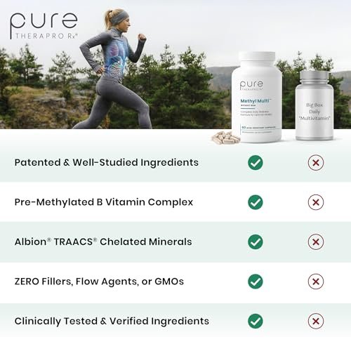 Pure Therapro Rx Methylierte Multivitamin für Männer und Frauen | Methyl Multi ohne Eisen + Methyl B12 & Methylfolat | Pharma-Qualität | 60 Kapseln, 1-Monatsvorrat