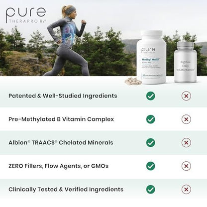 Pure Therapro Rx Methylierte Multivitamin für Männer und Frauen | Methyl Multi ohne Eisen + Methyl B12 & Methylfolat | Pharma-Qualität | 60 Kapseln, 1-Monatsvorrat