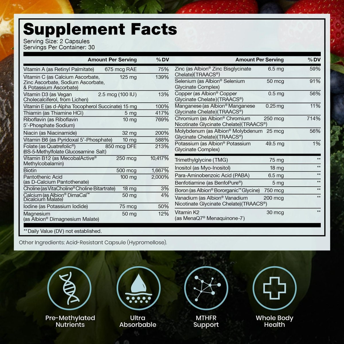 Pure Therapro Rx Methylierte Multivitamin für Männer und Frauen | Methyl Multi ohne Eisen + Methyl B12 & Methylfolat | Pharma-Qualität | 60 Kapseln, 1-Monatsvorrat