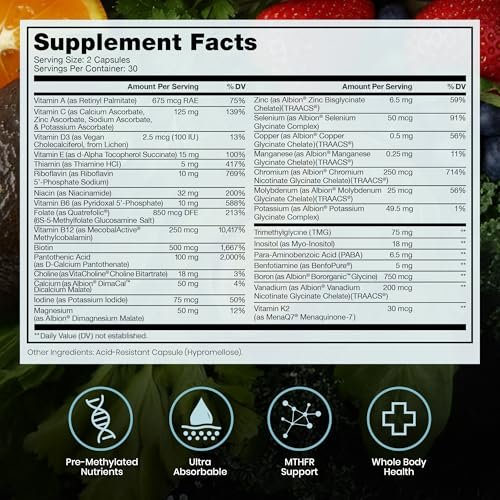 Pure Therapro Rx Methylierte Multivitamin für Männer und Frauen | Methyl Multi ohne Eisen + Methyl B12 & Methylfolat | Pharma-Qualität | 60 Kapseln, 1-Monatsvorrat