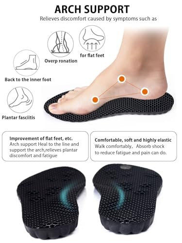 MARRDO 4D Cloud Einlegesohlen für Herren, Fußgewölbestützen, Memory Foam Einlagen, Stoßdämpfung und Dämpfung für Sportschuhe, für den ganzen Tag Stehen (Graphen Schwarz, Herren 8-14 (12,4 Zoll)
