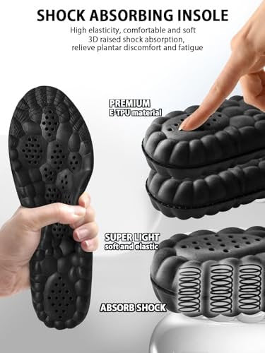 MARRDO 4D Cloud Einlegesohlen für Herren, Fußgewölbestützen, Memory Foam Einlagen, Stoßdämpfung und Dämpfung für Sportschuhe, für den ganzen Tag Stehen (Graphen Schwarz, Herren 8-14 (12,4 Zoll)