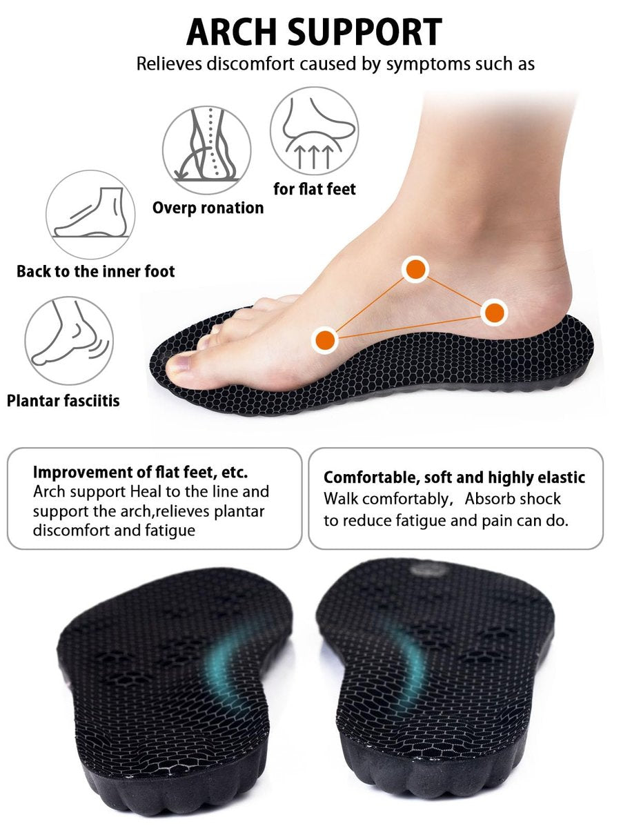 MARRDO 4D Cloud Einlegesohlen für Herren, Fußgewölbestützen, Memory Foam Einlagen, Stoßdämpfung und Dämpfung für Sportschuhe, für den ganzen Tag Stehen (Graphen Schwarz, Herren 8-14 (12,4 Zoll)