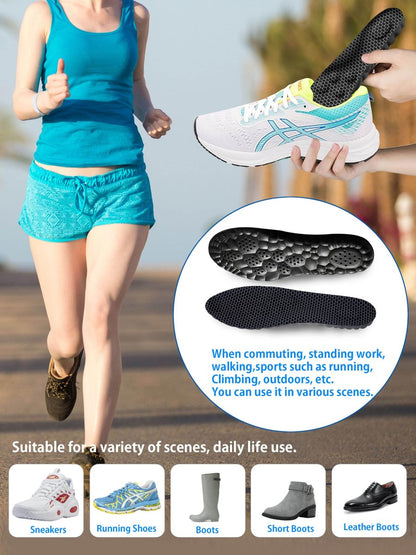 MARRDO 4D Cloud Einlegesohlen für Herren, Fußgewölbestützen, Memory Foam Einlagen, Stoßdämpfung und Dämpfung für Sportschuhe, für den ganzen Tag Stehen (Graphen Schwarz, Herren 8-14 (12,4 Zoll)