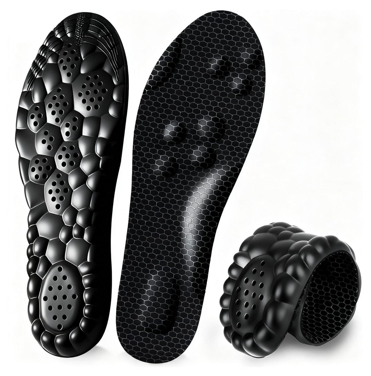 MARRDO 4D Cloud Einlegesohlen für Herren, Fußgewölbestützen, Memory Foam Einlagen, Stoßdämpfung und Dämpfung für Sportschuhe, für den ganzen Tag Stehen (Graphen Schwarz, Herren 8-14 (12,4 Zoll)
