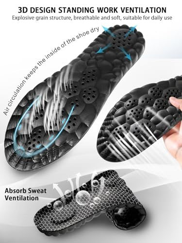 MARRDO 4D Cloud Einlegesohlen für Herren, Fußgewölbestützen, Memory Foam Einlagen, Stoßdämpfung und Dämpfung für Sportschuhe, für den ganzen Tag Stehen (Graphen Schwarz, Herren 8-14 (12,4 Zoll)