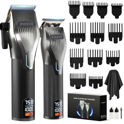 piceve Haarschneider für Männer, professioneller Haarschneider & Trimmer Set mit 7500 U/min starkem Motor und LCD-Display, kabelloses Haarpflege-Set für Barber-Haarschnitte, Geschenk zu Geburtstag und Weihnachten