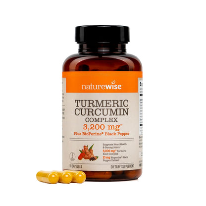 NatureWise Curcumin-Komplex mit BioPerin – 3200 mg, 90 Kapseln (30-Tage-Vorrat) – Starkes Antioxidans, vegan, nicht-GVO, USA-Herstellung