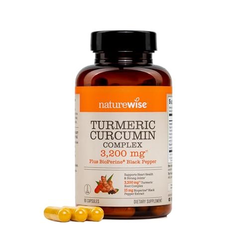 NatureWise Curcumin-Komplex mit BioPerin – 3200 mg, 90 Kapseln (30-Tage-Vorrat) – Starkes Antioxidans, vegan, nicht-GVO, USA-Herstellung