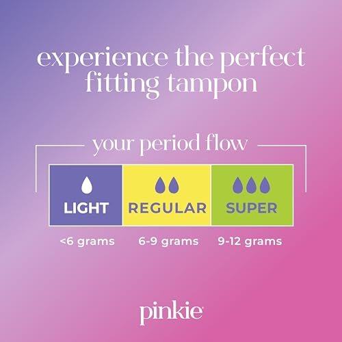 Pinkie Bio-Tampons für Teens & Erwachsene – 100% Baumwollkern, passt sich dem Körper an – schlanker BPA-freier Applikator für komfortables Einführen – chlor-, parfüm-, farbstoff- & rayonfrei – Light/Regular, 36 Stück