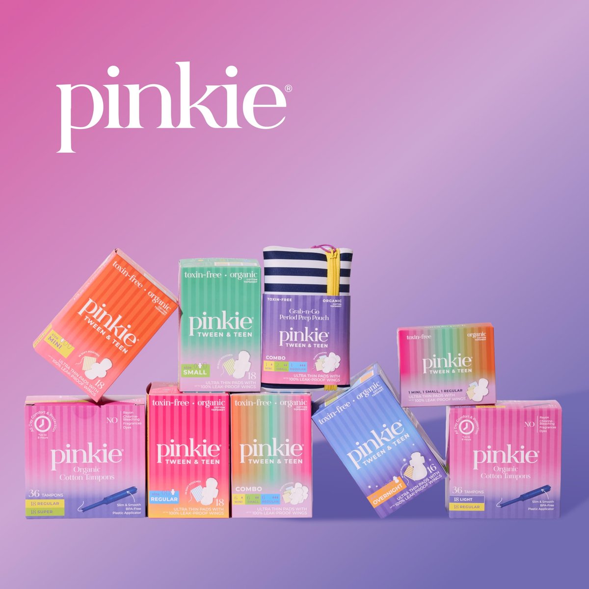 Pinkie Bio-Tampons für Teens & Erwachsene – 100% Baumwollkern, passt sich dem Körper an – schlanker BPA-freier Applikator für komfortables Einführen – chlor-, parfüm-, farbstoff- & rayonfrei – Light/Regular, 36 Stück