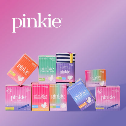 Pinkie Bio-Tampons für Teens & Erwachsene – 100% Baumwollkern, passt sich dem Körper an – schlanker BPA-freier Applikator für komfortables Einführen – chlor-, parfüm-, farbstoff- & rayonfrei – Light/Regular, 36 Stück