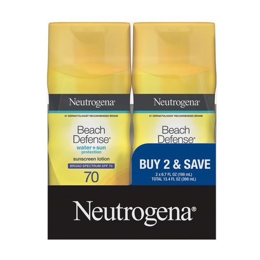 Neutrogena Sonnenlotion Beach Defense SPF 70 – Hawaii Reef Act 104 konform, ohne Octinoxat & Oxybenzon, ölfrei, schnell einziehend, 2er-Pack (2 x 198 ml)