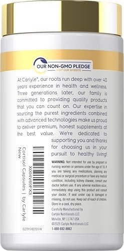 Carlyle Cortisol Supplement | 60 Vegane Kapseln | Ashwagandha & Magnesium Komplex | Ohne Gentechnik, Glutenfrei