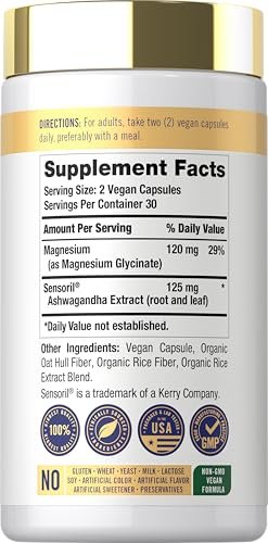 Carlyle Cortisol Supplement | 60 Vegane Kapseln | Ashwagandha & Magnesium Komplex | Ohne Gentechnik, Glutenfrei