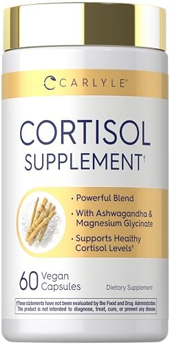 Carlyle Cortisol Supplement | 60 Vegane Kapseln | Ashwagandha & Magnesium Komplex | Ohne Gentechnik, Glutenfrei