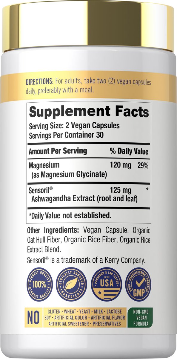 Carlyle Cortisol Supplement | 60 Vegane Kapseln | Ashwagandha & Magnesium Komplex | Ohne Gentechnik, Glutenfrei