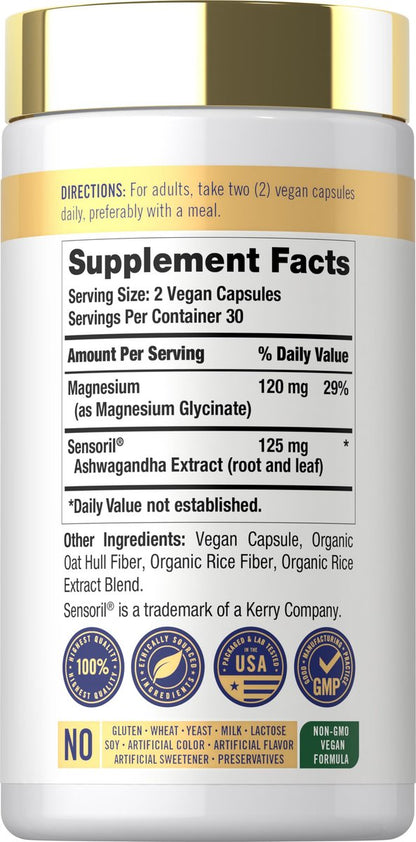 Carlyle Cortisol Supplement | 60 Vegane Kapseln | Ashwagandha & Magnesium Komplex | Ohne Gentechnik, Glutenfrei