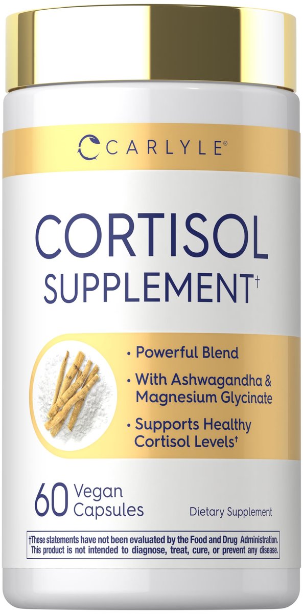 Carlyle Cortisol Supplement | 60 Vegane Kapseln | Ashwagandha & Magnesium Komplex | Ohne Gentechnik, Glutenfrei