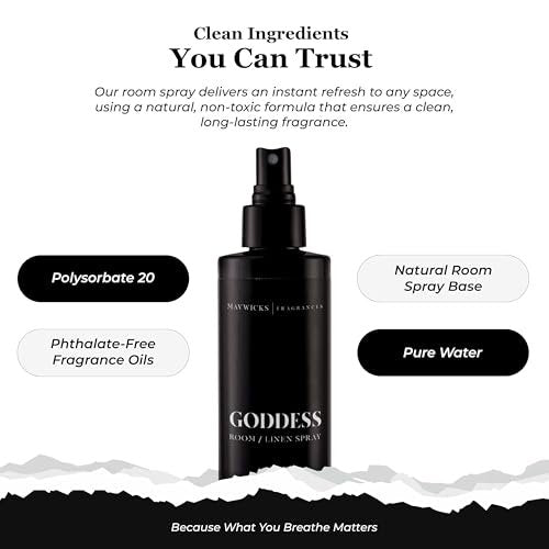 Mavwicks Fragrances (Goddess) Linen- & Raumspray 240 ml – langanhaltende Frische für Schlafzimmer & Zuhause, Aromatherapie-Duftspray für Stoffe & Luft