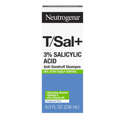 Neutrogena T/Sal+ Anti-Schuppen Shampoo mit 3% Salicylsäure, gegen hartnäckige juckende Schuppen und zur Feuchtigkeitsversorgung der Kopfhaut, mit Piroctone Olamine, Vitamin E & Pro-Vitamin B5, 237 ml
