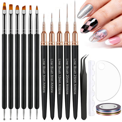 Artdone Nagel-Streifenband-Linien-Kit mit Nagelkunststiften, Dotting-Tools und Liner-Pinseln für Gel-Nagellack, kleine Detail-Zeichenwerkzeuge