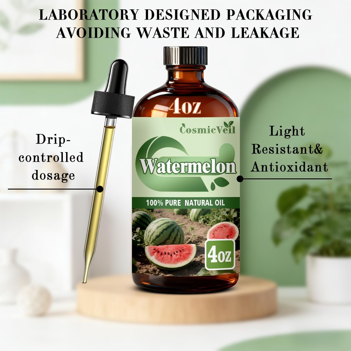 Wassermelone Ätherisches Öl – 118 ml für Aroma-Diffuser, Luftbefeuchter, Heimduft, Reinigung, Körperpflege, Massage, Yoga, DIY Kerzen & Seifen – CosmicVeil