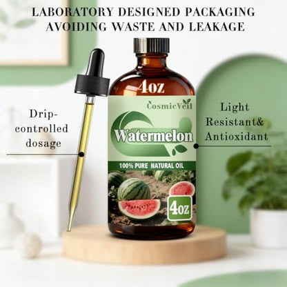 Wassermelone Ätherisches Öl – 118 ml für Aroma-Diffuser, Luftbefeuchter, Heimduft, Reinigung, Körperpflege, Massage, Yoga, DIY Kerzen & Seifen – CosmicVeil