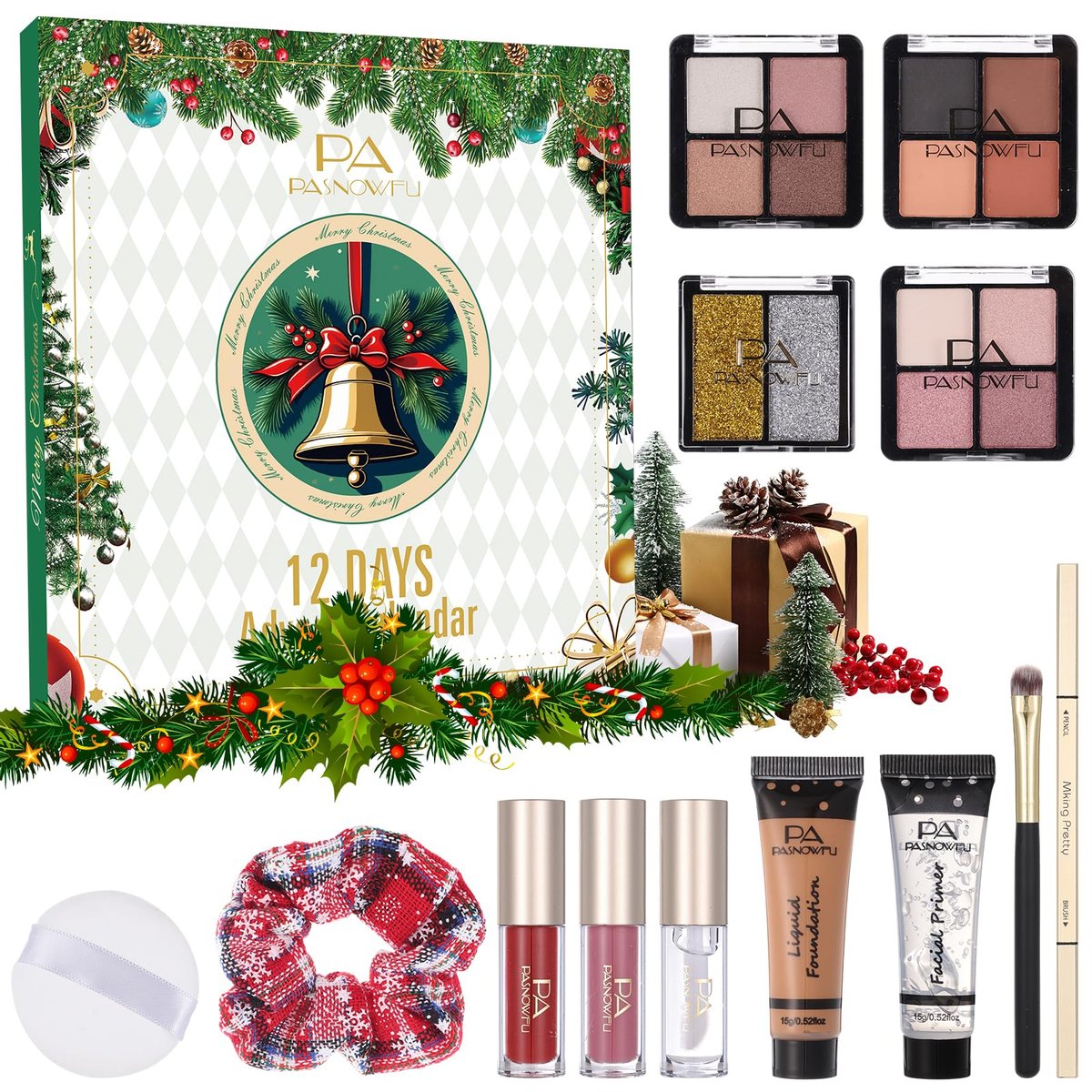 Makeup Adventskalender 2025 für Frauen, Mädchen, Teens – 12 Tage Überraschungsboxen für Weihnachten, Countdown-Kalender mit Eyeliner, Lipgloss und mehr