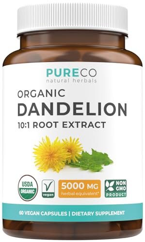Bio Löwenzahnwurzel Extrakt 10:1 - Hochdosiert, 5000 mg Kräuteräquivalent, Leberreinigung & Entgiftung, vegan & nicht-GVO, 2 Monate Vorrat