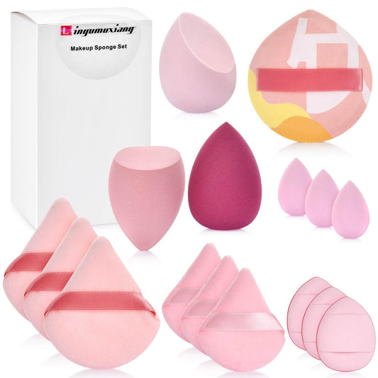 16-teiliges Make-up-Schwamm-Set mit dreieckigen Puderpuffs, Beauty-Blender-Schwämmen und Mini-Schwämmen für Foundation, Concealer und Puder