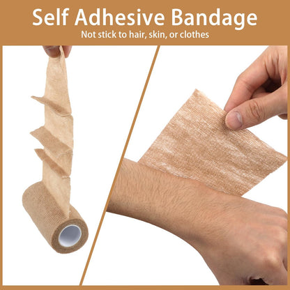 BEVTEE Selbstklebender Verbandswrap 6er-Pack, 4" x 5 Yards Elastischer Coban-Wrap, Kompressionsverband aus nicht gewebtem Material für Handgelenk, Knöchel, Hand, Bein, Schwellungen, Tierverband, Grifftape