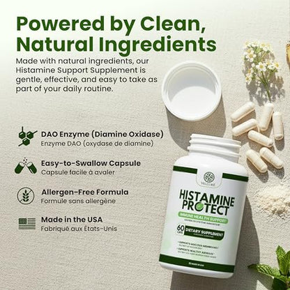 Velluré DAO Enzym Supplement – Histaminblocker mit 30.000 HDU Diaminoxidase, Quercetin, Magnesium & Vitamin C – 60 Kapseln für Histaminintoleranz & fermentierte Lebensmittel