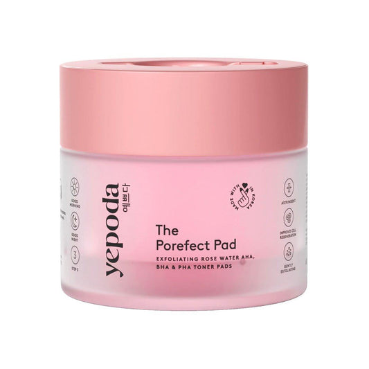Yepoda The Porefect Pad – Peeling-Rosenwasser-AHA-BHA-PHA-Toner-Pads für alle Hauttypen, 60 Stück, 120 ml