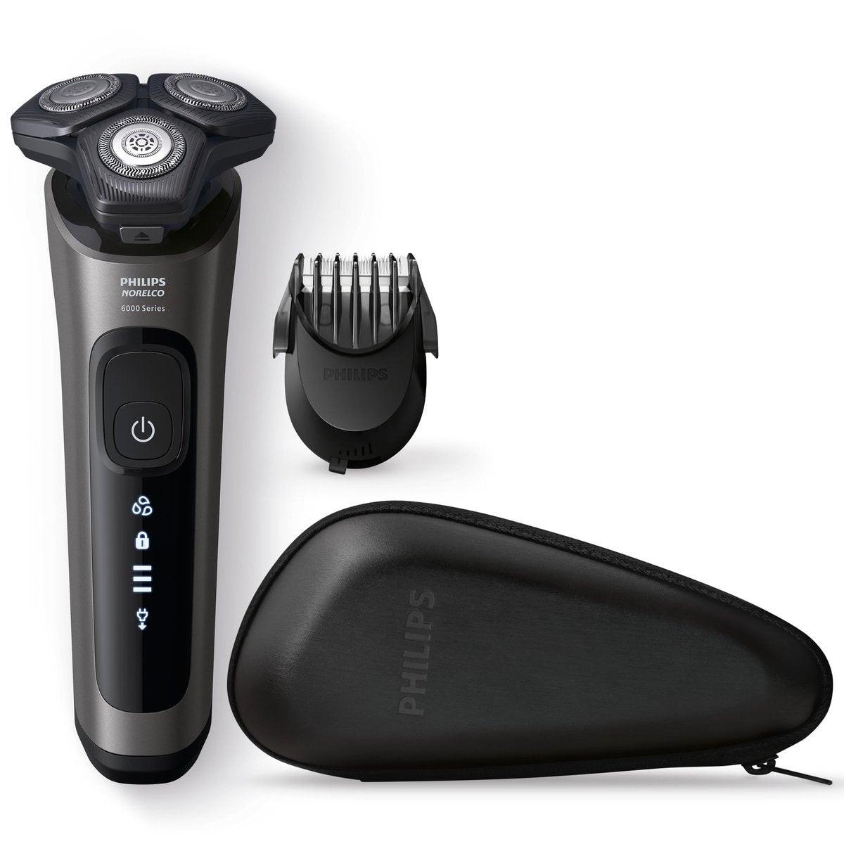 Philips Norelco Rasierer 6000 – Wiederaufbereiteter Nass- und Trockenrasierer mit 2-in-1 Bartstyler (5 Längeneinstellungen) und Präzisionstrimmer, S6600/90