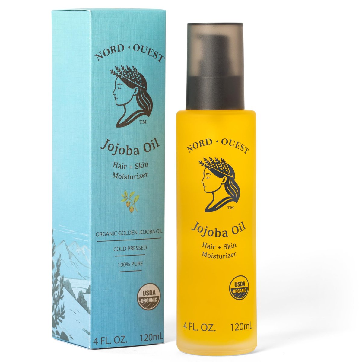 Nord-Ouest USDA Bio Jojobaöl – 118 ml | Kaltgepresster, natürlicher Feuchtigkeitsspender für Gesicht, Haut, Haare & Nägel | Reines, hexanfreies Basis-Trägeröl | Jojobaöl Bio