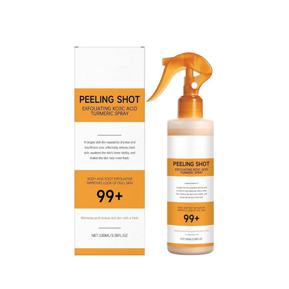 Kojic Acid Turmeric Peel Shot Keratin Care Spray – Peeling-Lösung für sanfte Körperpflege, für glatte, strahlende Haut, 100 ml