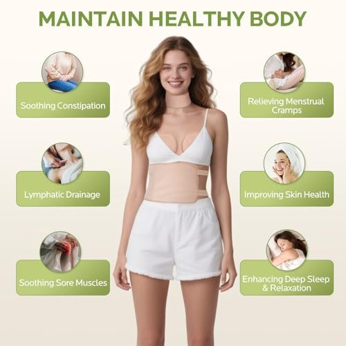 6-teiliges Rizinusöl-Pack-Wrap-Set: Bio kaltgepresstes Rizinusöl 240 ml mit wiederverwendbaren Pads - Verstellbare elastische Bänder für Bauch, Leber, Nacken