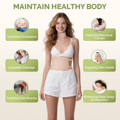 6-teiliges Rizinusöl-Pack-Wrap-Set: Bio kaltgepresstes Rizinusöl 240 ml mit wiederverwendbaren Pads - Verstellbare elastische Bänder für Bauch, Leber, Nacken