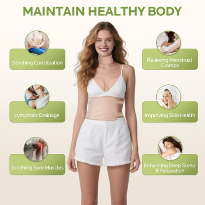 6-teiliges Rizinusöl-Pack-Wrap-Set: Bio kaltgepresstes Rizinusöl 240 ml mit wiederverwendbaren Pads - Verstellbare elastische Bänder für Bauch, Leber, Nacken