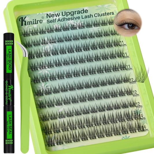 120-teilige Selbstklebende Wimpern, Allureza Selbstklebende Wimpern-Cluster, Kein Kleber Nötig, Natürlicher Look, Wiederverwendbar, 10-14 mm, wasserdicht, inkl. Pinzette