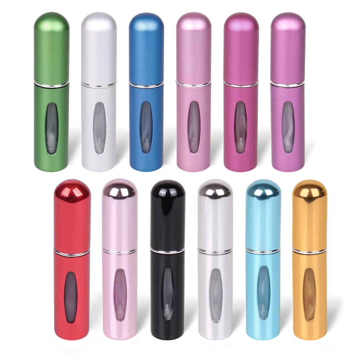 starfa lab 12er Set Nachfüllbare Reise-Parfümzerstäuber Flaschen, 5 ml Mini Portable Sprühflaschen für Reisezubehör, Mehrfarbige Parfümbehälter