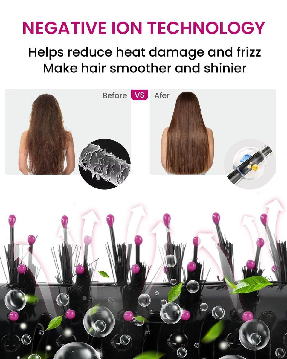PENUIO Haar Föhn Bürste 4-in-1 Heißluft-Styler, Blowout Bürste mit Ionen-Technologie | Ovaler großer Zylinder | Anti-Frizz-Blowout für mittellanges Haar [Nicht für kurzes Haar] 3,5 Zoll