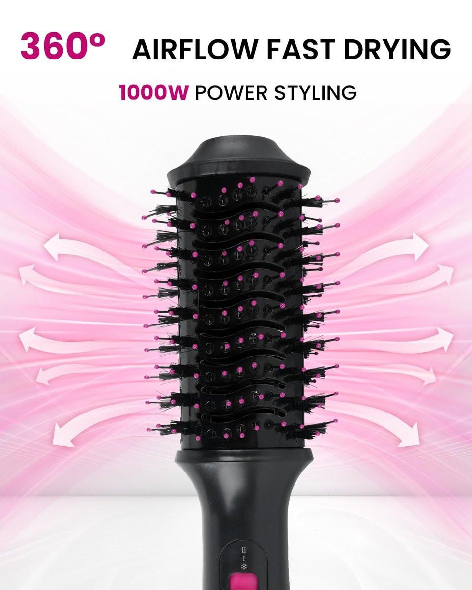 PENUIO Haar Föhn Bürste 4-in-1 Heißluft-Styler, Blowout Bürste mit Ionen-Technologie | Ovaler großer Zylinder | Anti-Frizz-Blowout für mittellanges Haar [Nicht für kurzes Haar] 3,5 Zoll