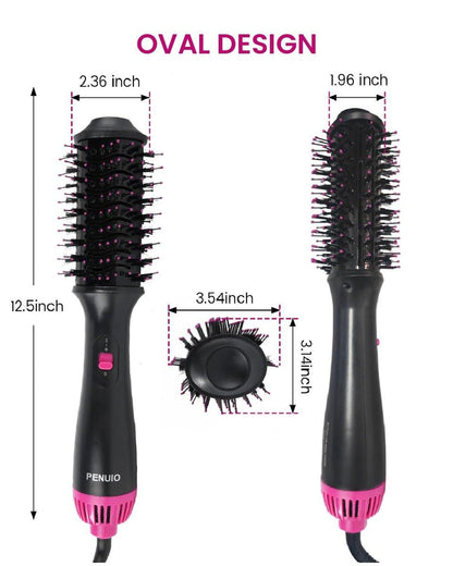 PENUIO Haar Föhn Bürste 4-in-1 Heißluft-Styler, Blowout Bürste mit Ionen-Technologie | Ovaler großer Zylinder | Anti-Frizz-Blowout für mittellanges Haar [Nicht für kurzes Haar] 3,5 Zoll