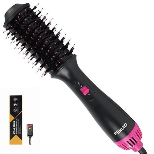 PENUIO Haar Föhn Bürste 4-in-1 Heißluft-Styler, Blowout Bürste mit Ionen-Technologie | Ovaler großer Zylinder | Anti-Frizz-Blowout für mittellanges Haar [Nicht für kurzes Haar] 3,5 Zoll