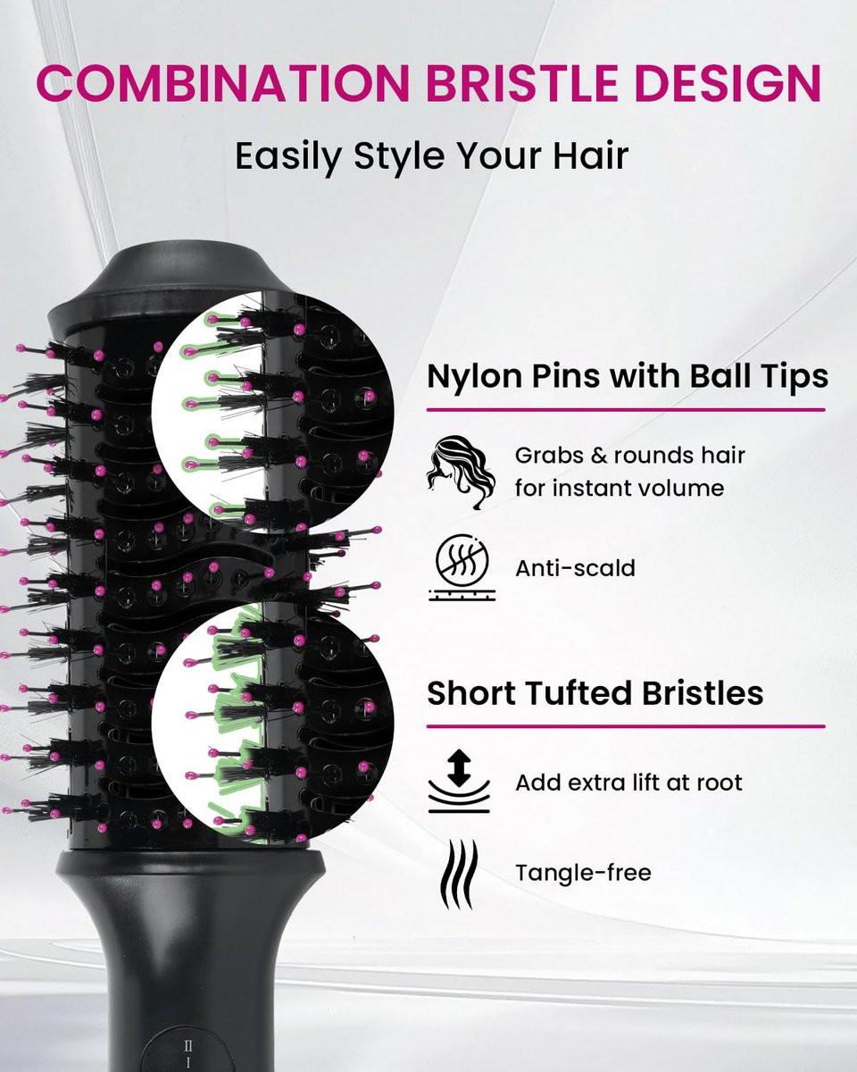 PENUIO Haar Föhn Bürste 4-in-1 Heißluft-Styler, Blowout Bürste mit Ionen-Technologie | Ovaler großer Zylinder | Anti-Frizz-Blowout für mittellanges Haar [Nicht für kurzes Haar] 3,5 Zoll