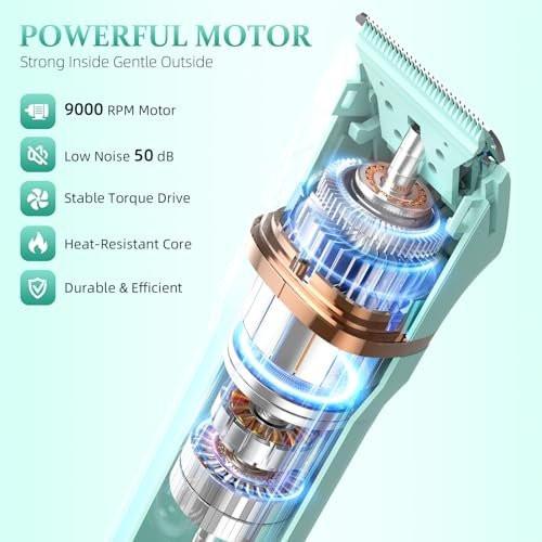 HOHOLE 5-in-1 Bikini Trimmer für Frauen, IPX7 wasserdichter elektrischer Rasierer, kabelloser Körperhaarentferner, Gesichts- & Bikinihaarentfernung, Keramikklinge (Reines Grün)